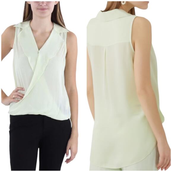 L’Agence NWOT Freja Silk Draped Blouse Light Mint Green Sleeveless Size S - Picture 2 of 11